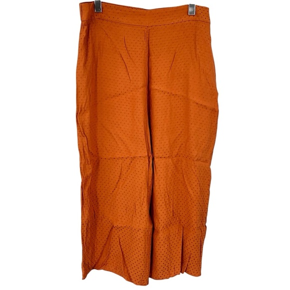 Anthropologie Leith Palazzo Pants Womens Large Orange Polka Dot Wide Leg Flowy - Picture 1 of 8
